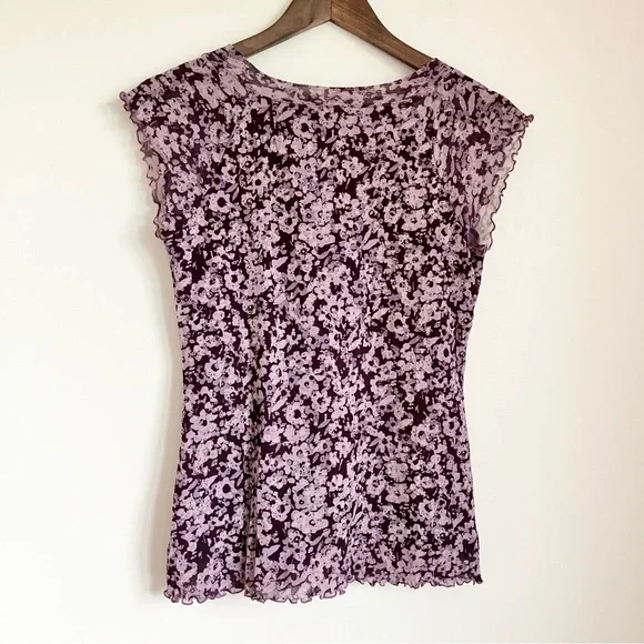 Axcess Y2K Purple Floral Blouse - Picture 6 of 9